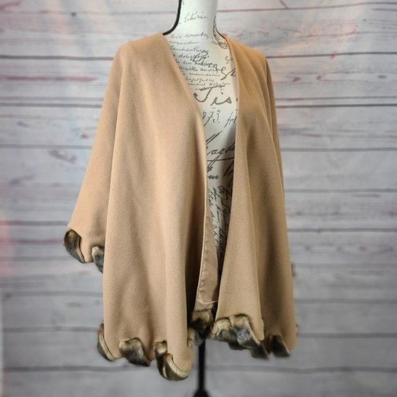 Fabulous Furs Jackets & Blazers - Fabulous Furs Faux Fur Trimmed Cape